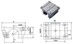 16mm Linear Bearing with Block Slide unit Open:vxb:Ball Bearings
